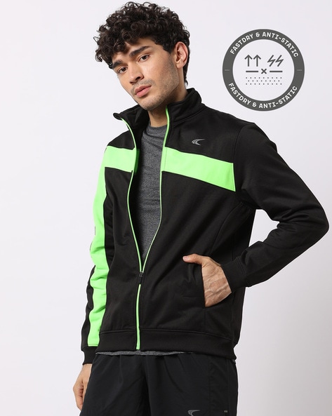 Colorblock High-Neck Zip-Front Jacket