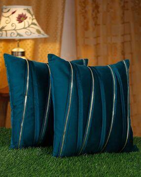 Set of 2 Striped Cushion Covers 16" x 16"-image-45