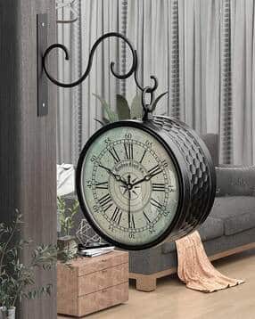 Double-Sided Vintage Metal Station Wall Clock-image-41