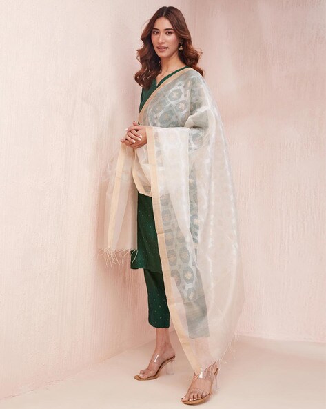 Silk Dupatta with Woven Motifs Price in India