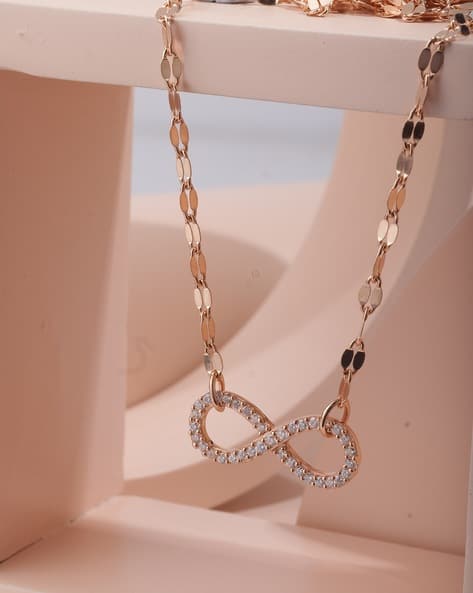 Women Sterling Silver Rose Gold-Plated Infinity Mangalsutra