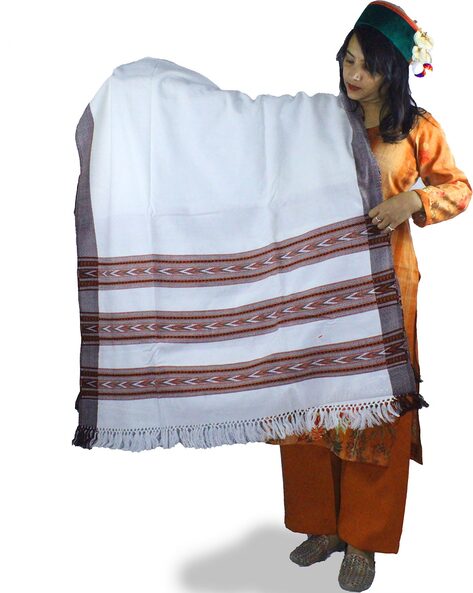 Women Pashmina Woolen Shawl with Triple Border Price in India