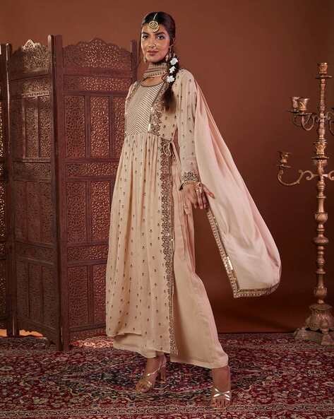 Sequins Embellished Straight Kurta Suit Set Price in India