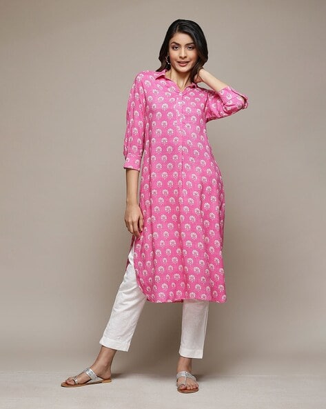Biba Women Floral Print Straight Kurta