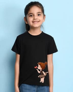 nusyl Girls Graphic Print Regular Fit Round-Neck T-Shirt-picture-13