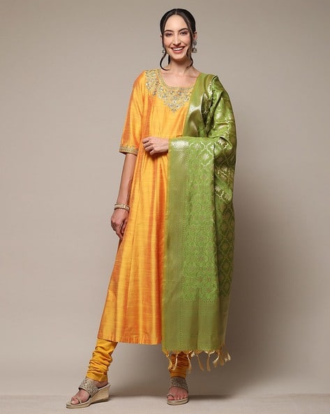Biba Women Embroidered Anarkali Kurta Set with Dupatta