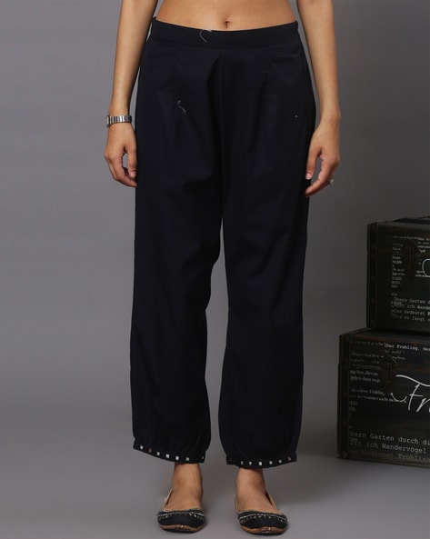 Women Pleated Cotton Pants Price in India