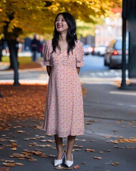 Zink London Women Floral Print A-Line Dress