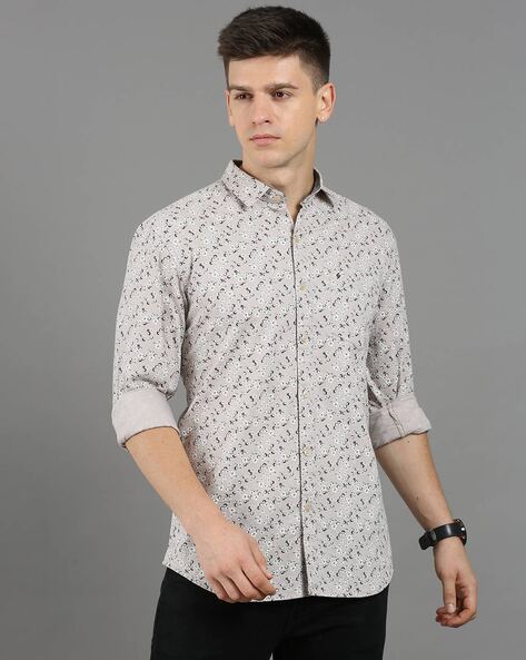 Men Floral Print Slim Fit Shirt