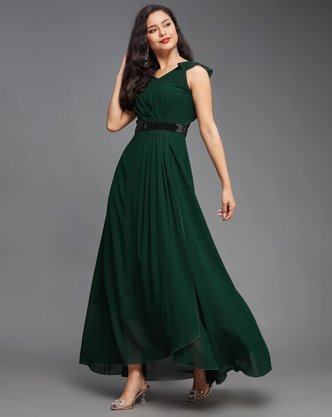 Blue Flipkart Marks And Spencer Green Dress Shop Embroidered Green  Georgette Gown Online 242365