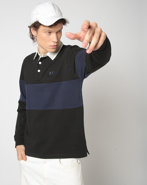 Rugbee Stripe Long Sleeves T-Shirt with Collar