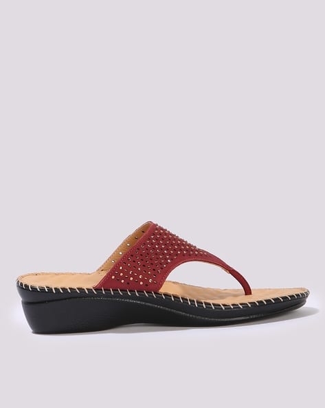 Ajio Red Thong Wedge Sandals Adda Bathroom Sandal Adda Women Black