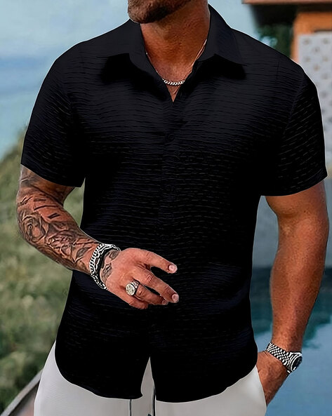 Mens black shirt fashion best sale