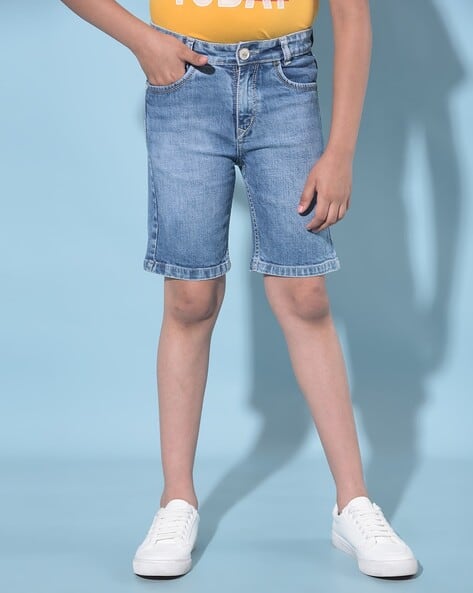 Boys Washed Regular Fit Denim Shorts - Main Image