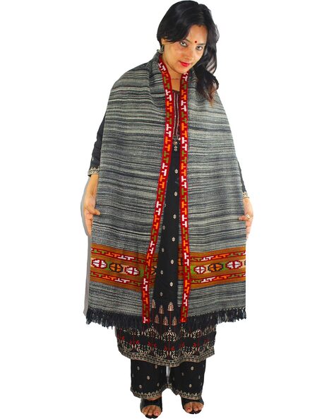 Women Striped Pashmina Woolen Shawl Price in India