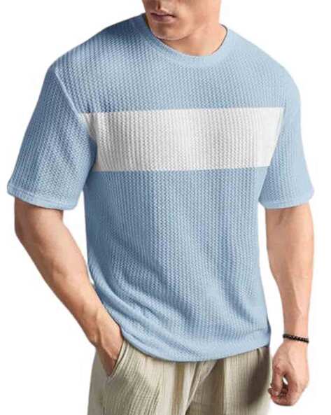 Men Striped Oversized Crew-Neck T-Shirt