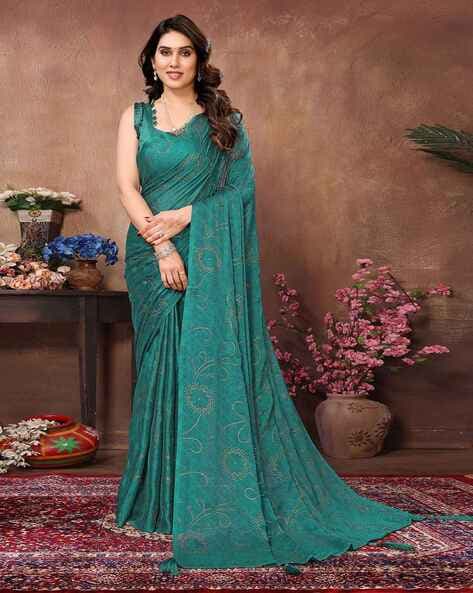 Women Satin Silk Saree with Tassels