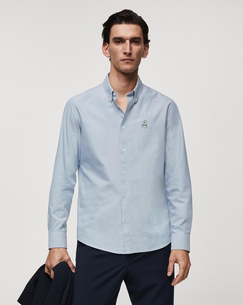 Men Tailored Fit Shirt with Embroidered Logo