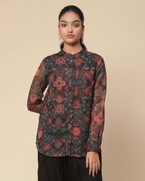 Floral Print Shirt with Camisole-image-20