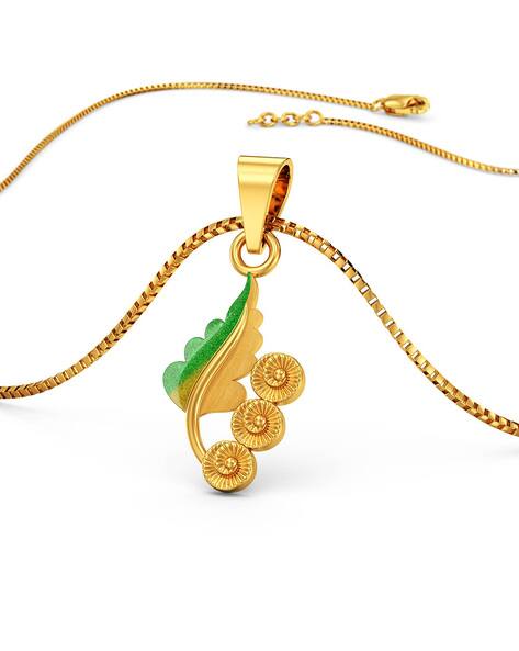 Joyalukkas Girls Yellow Gold Leaf Pendant