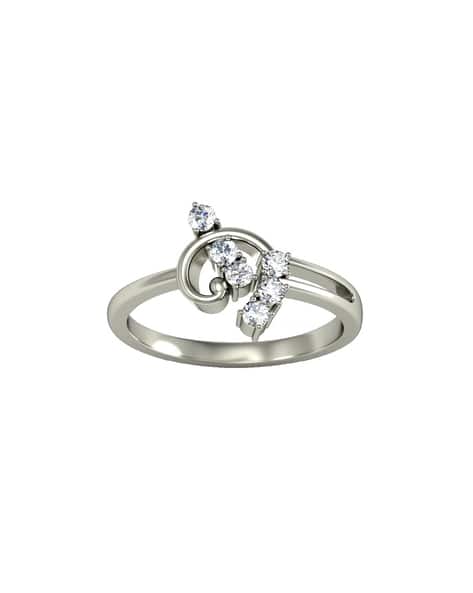 Avsar Women White Gold Stone-Studded Ring
