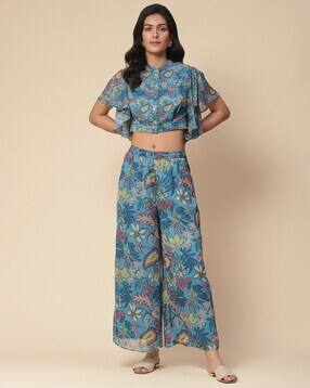 Floral Print Top with Palazzo Co-Ord Set
