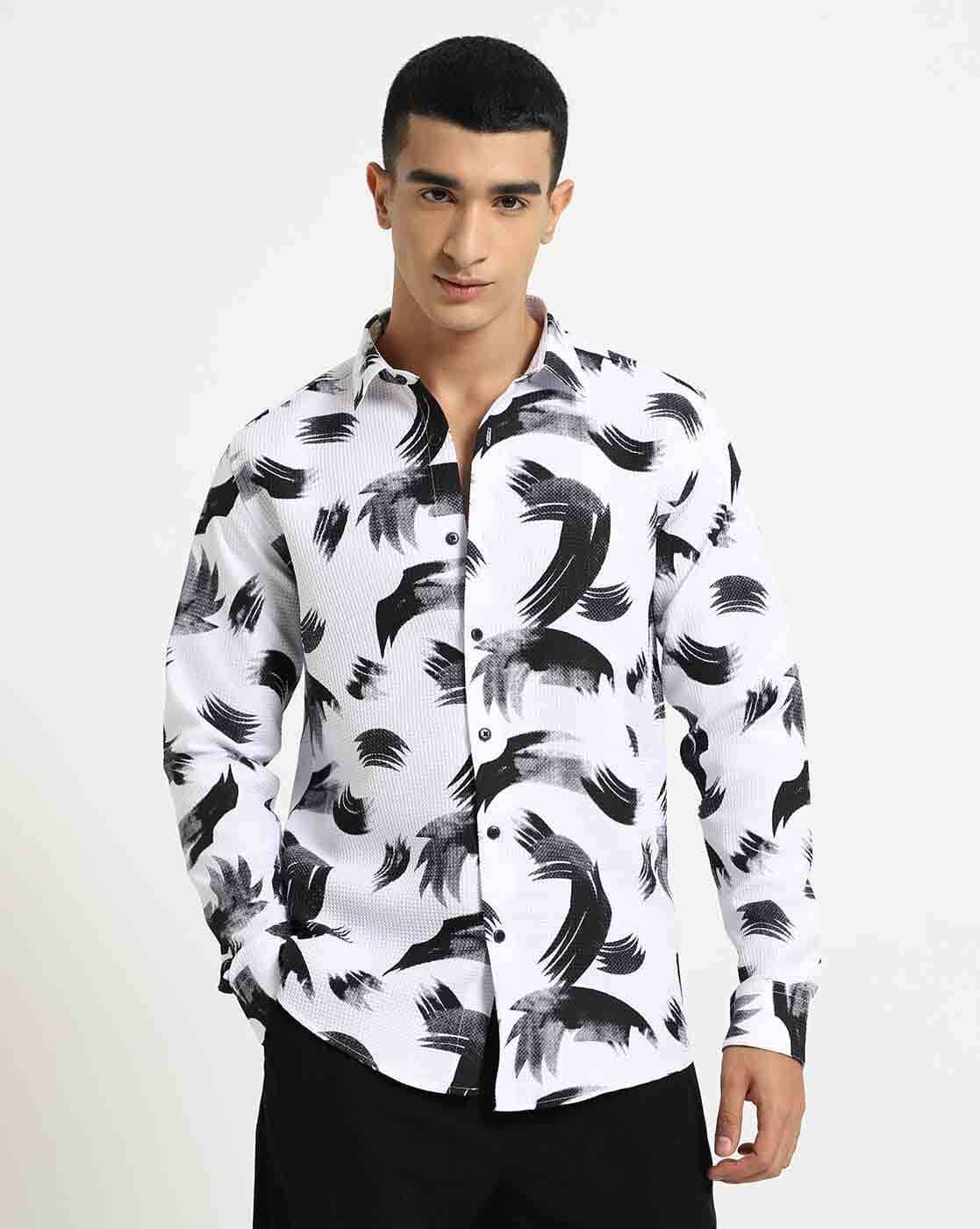 BANANA CLUB Men Regular Fit Printed Shirt For Men (White, XL)