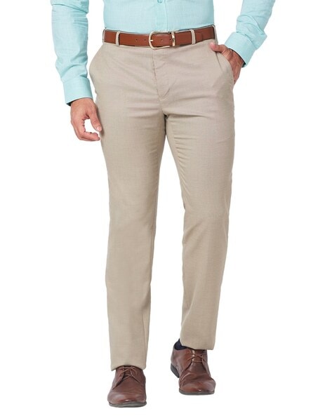 Raymond Men Slim Fit Flat-Front Trousers