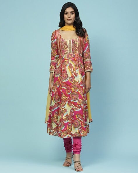Aarke Ritu Kumar Paisley Print Kurta with Churidar & Dupatta
