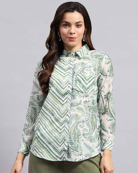 MONTE CARLO Printed Top with Spread-Collar
