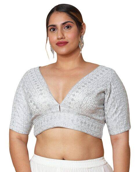 Embellished Back-Open Blouse