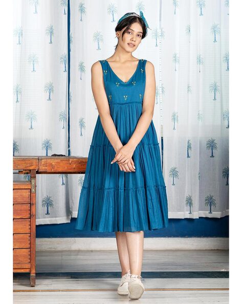 Women Embroidered Fit & Flare Dress