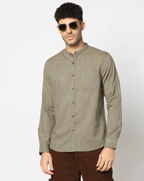 Men Patterned Regular Fit Shirt with Patch Pocket