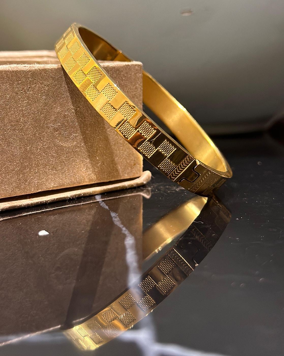 Men Gold Plated Partially delicate Open Kada