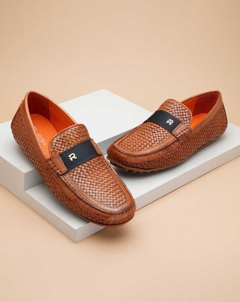 RUOSH Men Basket-Weave Round-Toe Loafers