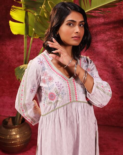 Buy Lavender Kurtas for Women by LAKSHITA Online Ajio