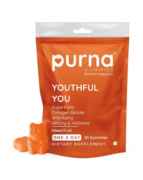 Purna Gummies Superfruits Collagen Gummies for Hair & Skin - Mixed Fruit Flavor