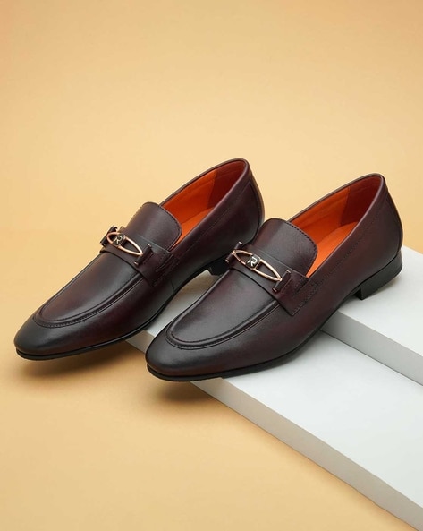 Ruosh Men Leather Round-Toe Bit Loafers