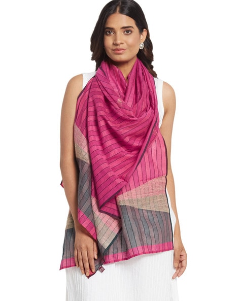 FabBasics Striped Cotton Silk Stole Price in India