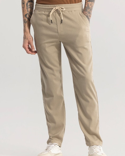 Men Straight Track Pants with Elasticated Waist