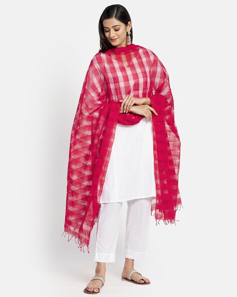 FabBasics Checked Woven Dupatta Price in India