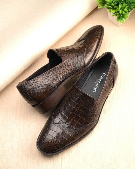 CARLO ROMANO Men Croc Embossed Round-Toe Mocassins