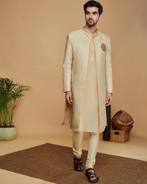 Men Embroidered Regular Fit Sherwani Set