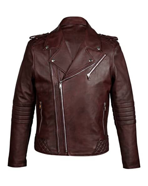 Leather Regular Fit Zip-Front Biker Jacket