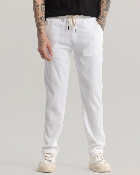 Men Straight Track Pants with Elasticated Waist