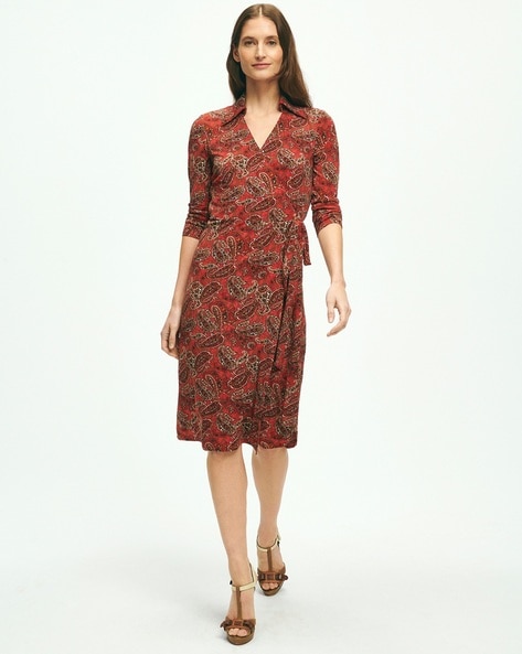 Brooks Brothers Signature Print Wrap Dress