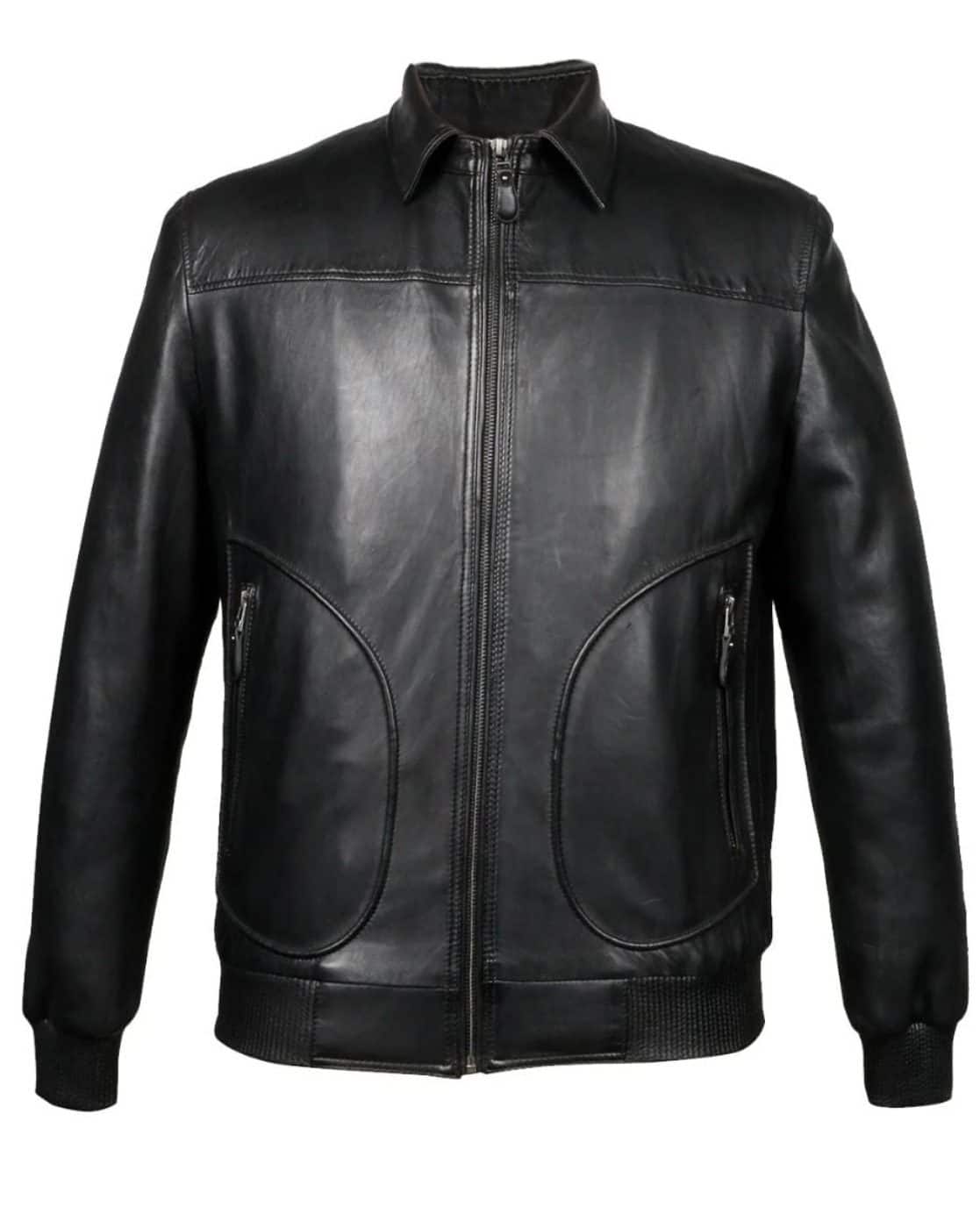 Buy Saint G Leather Regular Fit Zip-Front Biker Jacket | Black