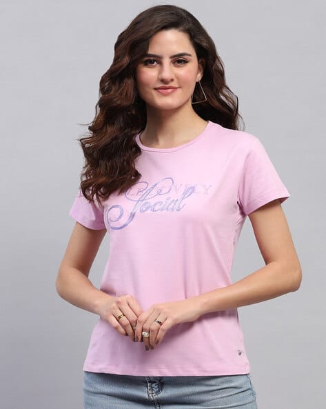 Women Typographic Print Regular Fit Top