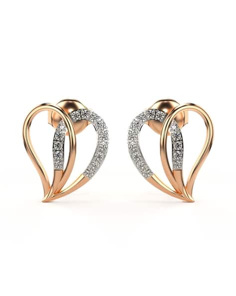 Women Sterling Silver Rose Gold-Plated Lab Grown Diamond Stud Earrings