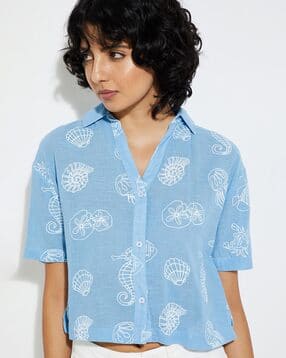 max Women Block Print Regular Fit Shirt with Short Sleeves-picture-29